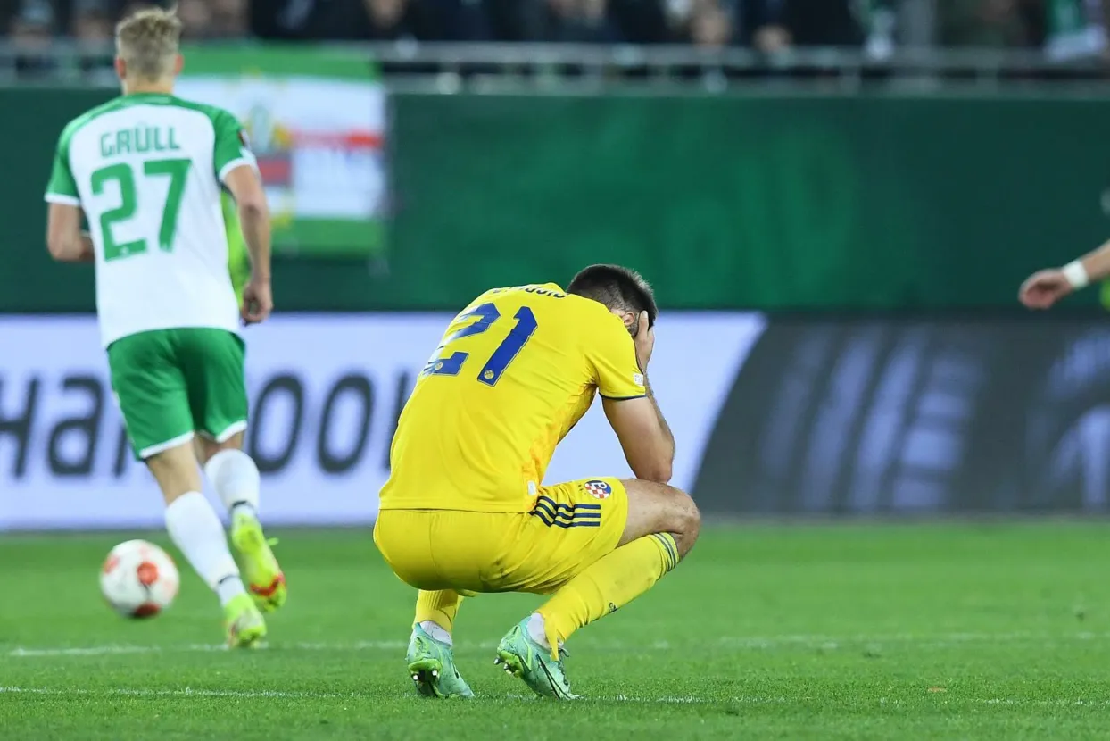 21.10.2021., stadion Weststadion,Bec, Austrija - UEFA Europska liga, skupina H, 3. kolo, Rapid Bec - GNK Dinamo. Bruno Petkovic.