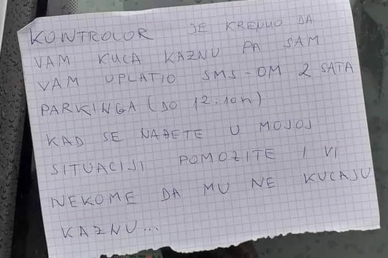 Vozač iz Osijeka na svojem automobilu zatekao poruku koja je mnoge oduševila: &#39;Kad se nađete u mojoj situaciji...&#39;