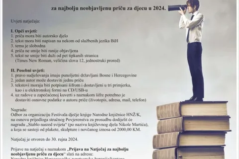 Narodna knjižnica HNŽ-a Mostar raspisala natječaj za najbolju neobjavljenu priču za djecu u 2024.